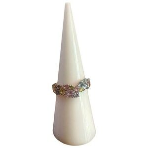 Bomb Party Ring - Pastel Colored Stones - Rhodium Plated - Size 6